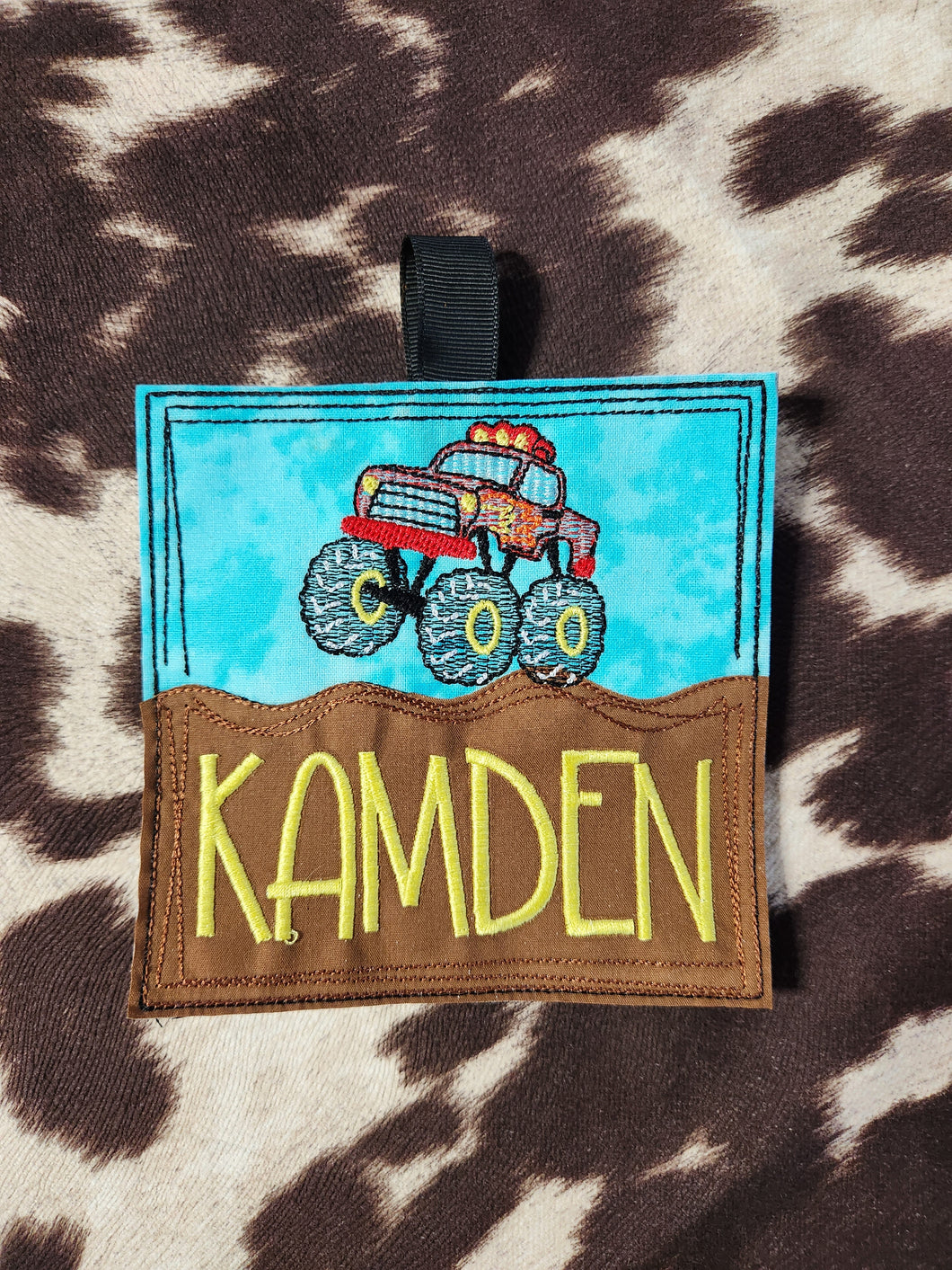 Monster Truck Bag Tag with name or monogram