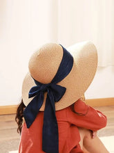 Load image into Gallery viewer, Girls Embroidered Straw Hat 21.3&quot;
