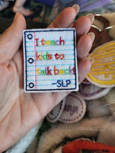 Load image into Gallery viewer, ABC or SLP(Speech Language Pathologist) Embroidered badge reel
