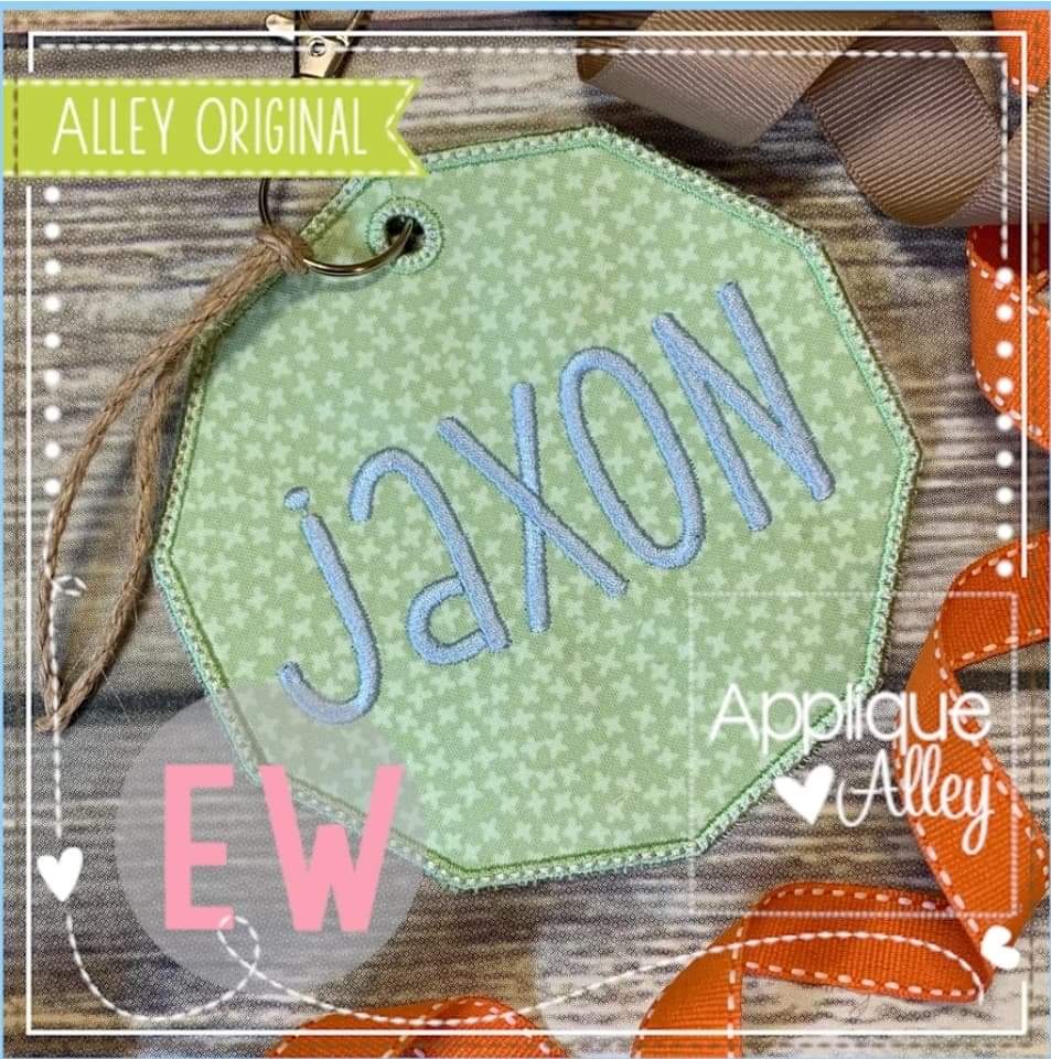 Decagon tag with name or monogram